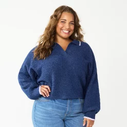 Juniors' Plus Size SO® Polo Pullover Sweater -Cheap SO Store 5653768 Moonwalk Navy