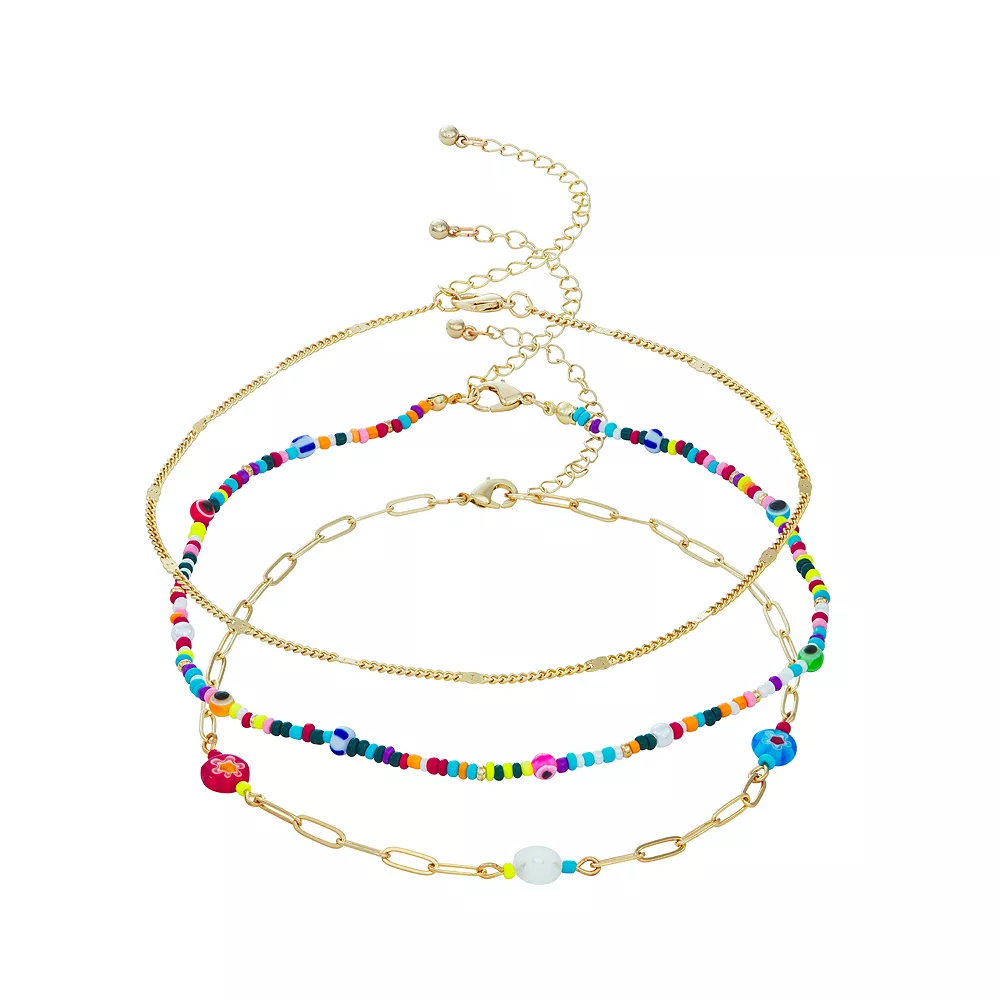 SO® Millefiori Multi Color Choker Necklace 3 Piece Set 3 SO® Millefiori Multi Color Choker Necklace 3 Piece Set