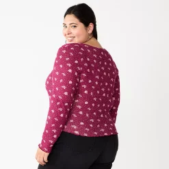 Juniors' Plus Size SO® Basic Thermal Cropped Tee -Cheap SO Store 5663783 ALT