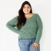 Juniors' Plus Size SO® Basic Thermal Cropped Tee -Cheap SO Store 5663783 Explorer Green