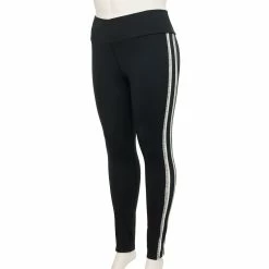 Juniors' Plus Size SO® Crossover High-Rise Sporty Leggings 8 Juniors' Plus Size SO® Crossover High-Rise Sporty Leggings -Cheap SO Store 5664663 Black Side Stripe