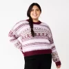 Juniors' Plus Size SO® Fuzzy Cropped Print Sweater 2 Juniors' Plus Size SO® Fuzzy Cropped Print Sweater -Cheap SO Store 5666507 Purple Maroon Geo