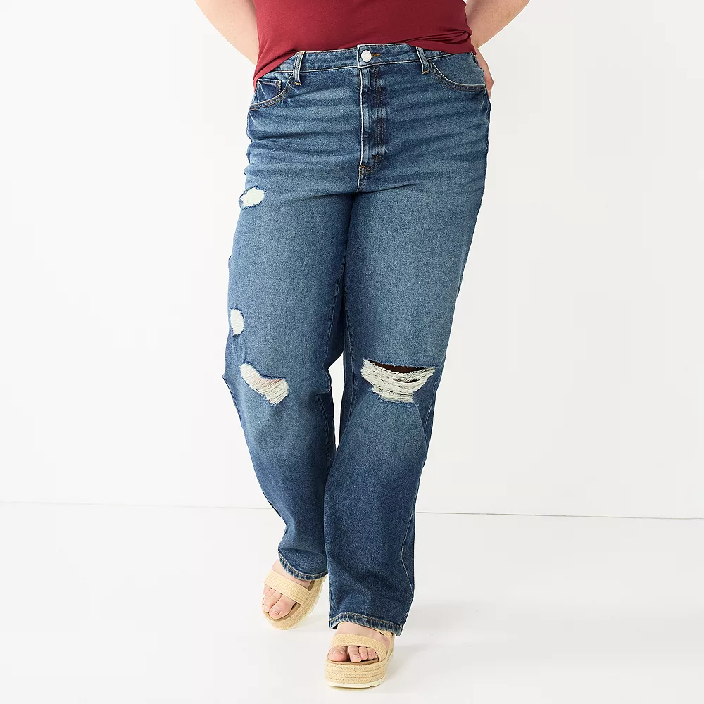 Juniors' Plus Size SO® Super High Rise Baggy Dad Jeans 4 Juniors' Plus Size SO® Super High Rise Baggy Dad Jeans - Image 2