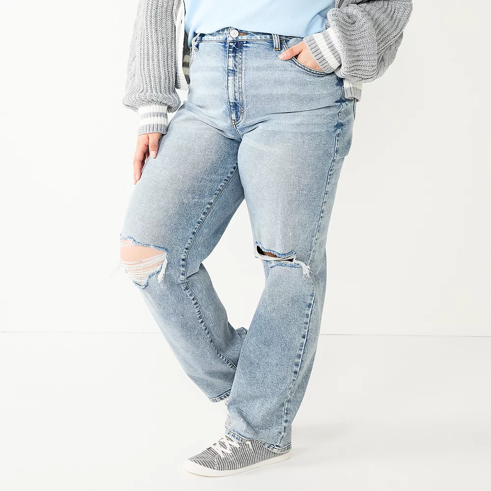 Juniors' Plus Size SO® Super High Rise Baggy Dad Jeans 6 Juniors' Plus Size SO® Super High Rise Baggy Dad Jeans - Image 4