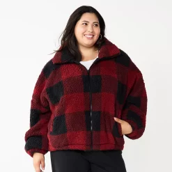 Juniors' Plus Size SO® Sherpa Full Zip Jacket