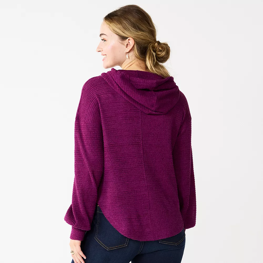 Juniors' SO® Balloon Sleeve Solid Hoodie 12 Juniors' SO® Balloon Sleeve Solid Hoodie - Image 10