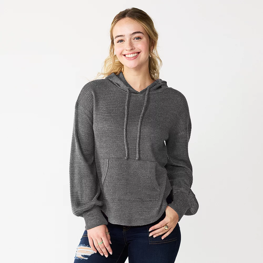 Juniors' SO® Balloon Sleeve Solid Hoodie 10 Juniors' SO® Balloon Sleeve Solid Hoodie - Image 8