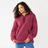 Juniors' SO® Quarter Zip Sherpa Jacket 2 Juniors' SO® Quarter Zip Sherpa Jacket -Cheap SO Store 5686355 Walden Berry