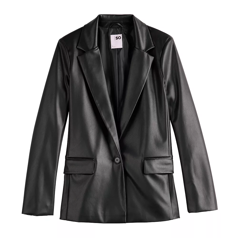 Juniors' SO® Oversized Faux Leather Blazer 5 Juniors' SO® Oversized Faux Leather Blazer - Image 3