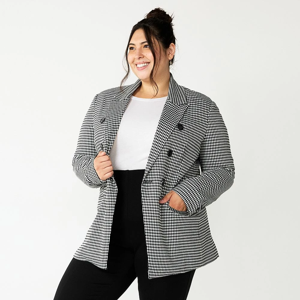 Juniors' Plus Size SO® Double Breasted Twill Blazer 3 Juniors' Plus Size SO® Double Breasted Twill Blazer