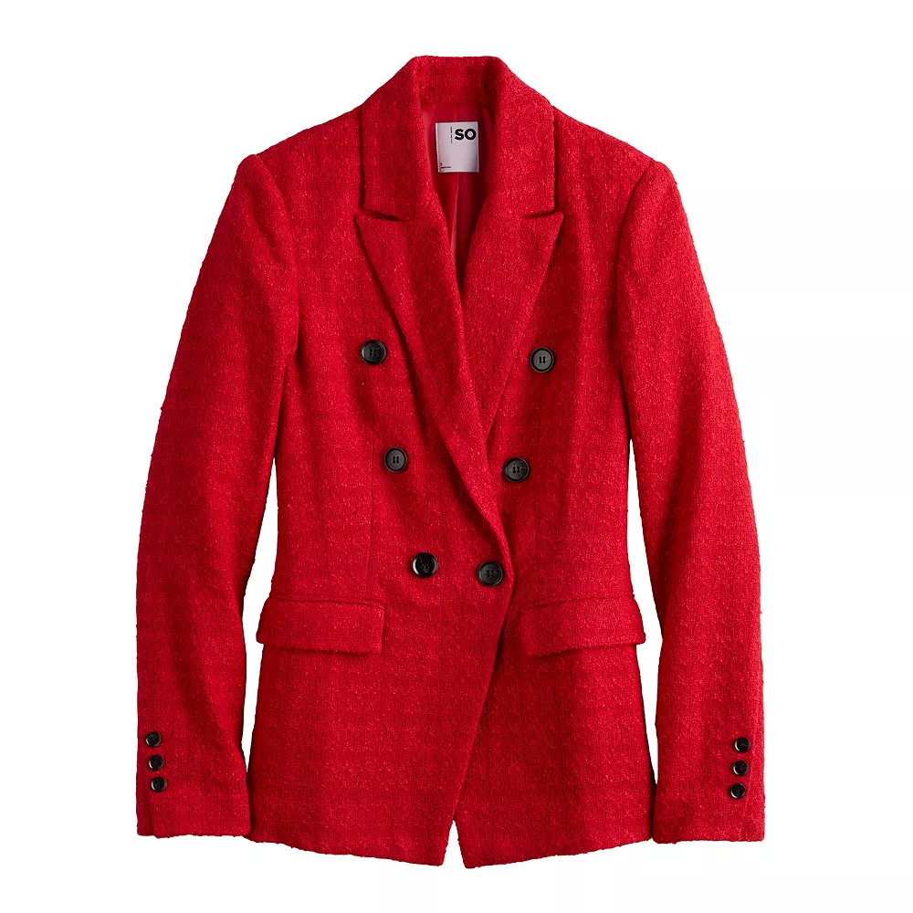 Juniors' SO® Tweed Double Breasted Blazer 5 Juniors' SO® Tweed Double Breasted Blazer - Image 3