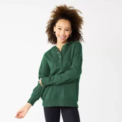 Juniors' SO® 1/4 Snap Hoodie 19 Juniors' SO® 1/4 Snap Hoodie -Cheap SO Store 5698035 Explorer Green