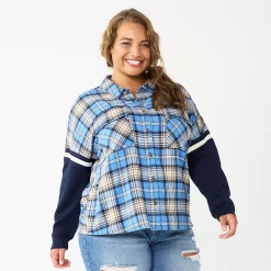 Juniors' Plus Size SO® Fashion Flannel Shirt 17 Juniors' Plus Size SO® Fashion Flannel Shirt -Cheap SO Store 5711970 Blue Plaid