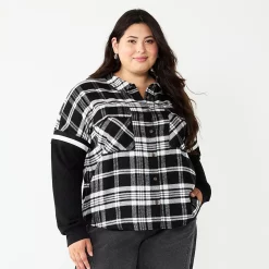 Juniors' Plus Size SO® Fashion Flannel Shirt 20 Juniors' Plus Size SO® Fashion Flannel Shirt -Cheap SO Store 5711970 Ivory Black Plaid