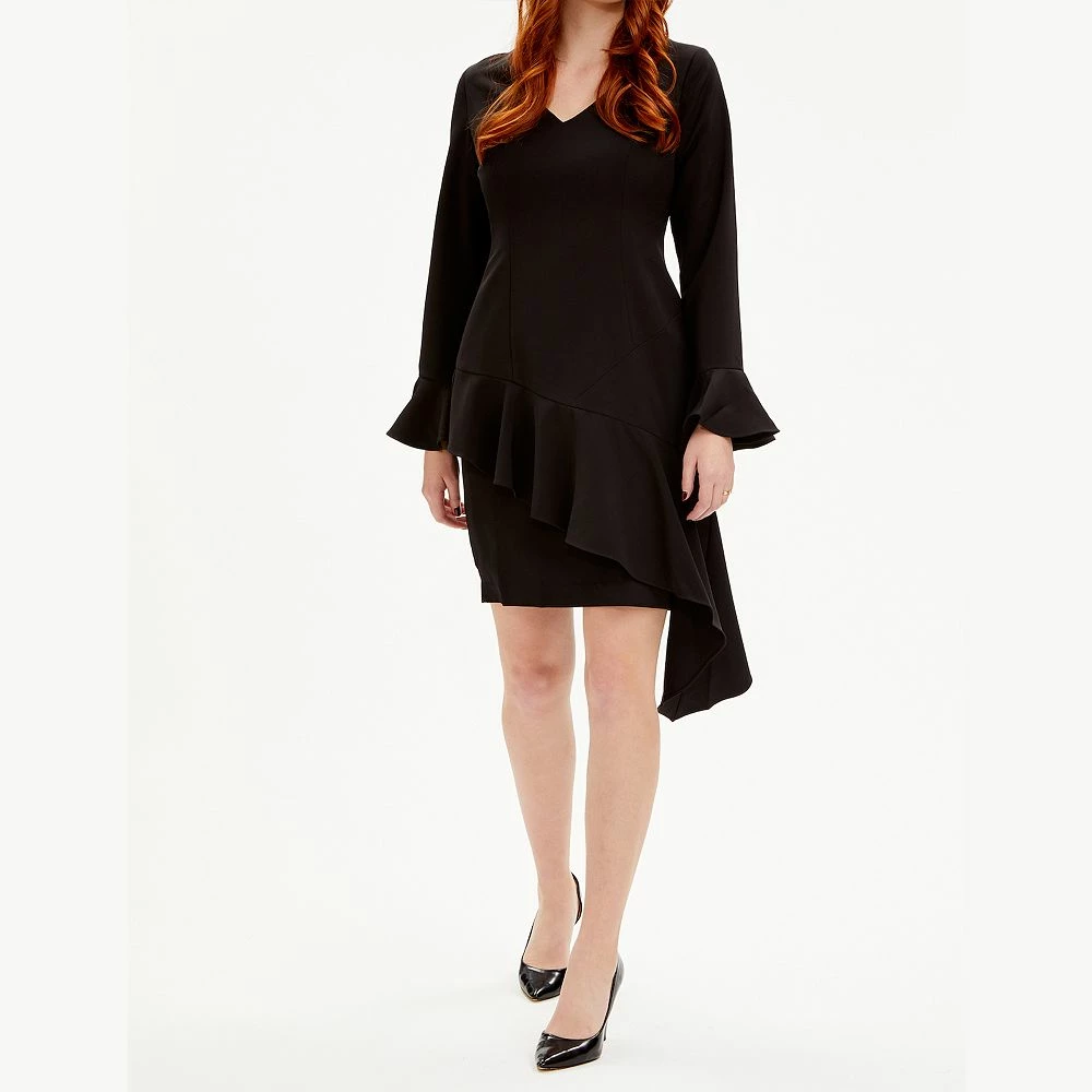 Women's Focus By Shani Asymmetrical Ruffle Hem Sheath Dress 3 Women's Focus By Shani Asymmetrical Ruffle Hem Sheath Dress