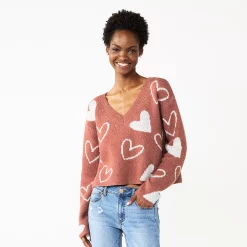 Juniors' SO® Printed V-Neck Pullover Sweater