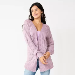 Juniors' SO® Textured Cloud Cardigan -Cheap SO Store 5738072 Lilac Magic