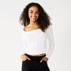 Juniors' SO® Cropped Seam Top 2 Juniors' SO® Cropped Seam Top -Cheap SO Store 5738968 Coconut White