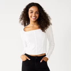 Juniors' SO® Cropped Seam Top