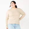 Juniors' Plus Size SO® Classic Long Sleeve Top 1 Juniors' Plus Size SO® Classic Long Sleeve Top -Cheap SO Store 5753842 Tan Stripe