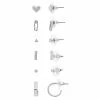 SO® Silver Tone Multi Post Heart, Paper Clip and J-Hoop 6 Pack Earring Set 1 SO® Silver Tone Multi Post Heart, Paper Clip and J-Hoop 6 Pack Earring Set -Cheap SO Store 5776168
