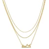 SO® Gold Tone 3 Row Mountain Cut Out Pendant Necklace