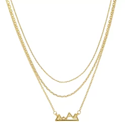 SO® Gold Tone 3 Row Mountain Cut Out Pendant Necklace