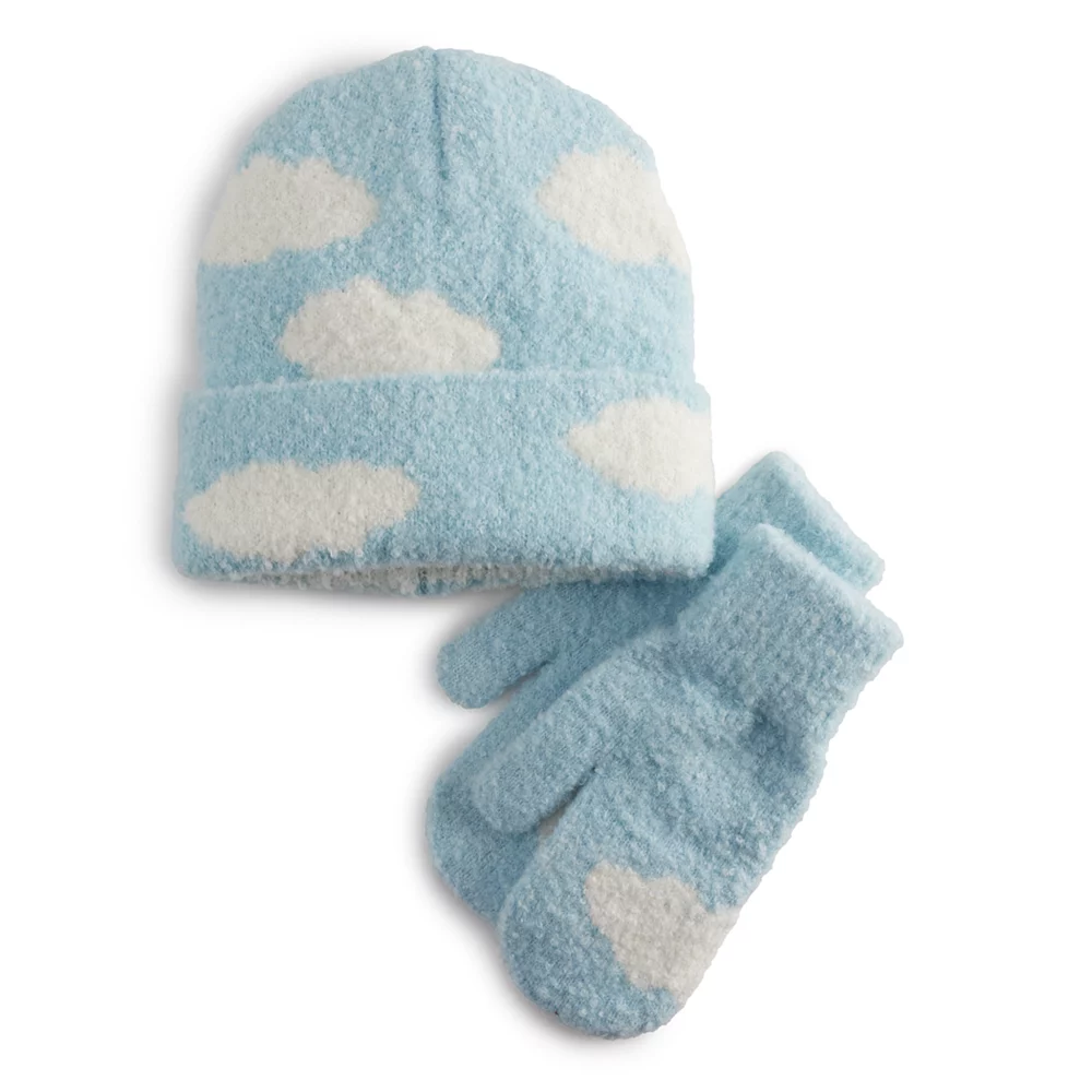 Women's SO® Knit Clouds Hat and Mitten Set 3 Women's SO® Knit Clouds Hat and Mitten Set