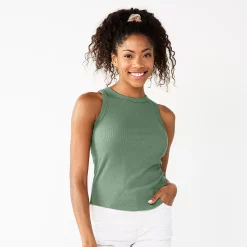 Juniors' SO® Ribbed High-Neck Tank