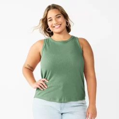 Juniors' Plus Size SO® Ribbed High-Neck Tank -Cheap SO Store 5808226 Manolo Olive
