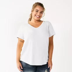 Juniors' Plus Size SO® Short Sleeve V-Neck Core Tee 21 Juniors' Plus Size SO® Short Sleeve V-Neck Core Tee -Cheap SO Store 5812443 Modern White