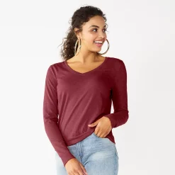 Juniors' SO® Essential V-Neck Long Sleeve Tee 30 Juniors' SO® Essential V-Neck Long Sleeve Tee -Cheap SO Store 5830223 Berry Magnolia
