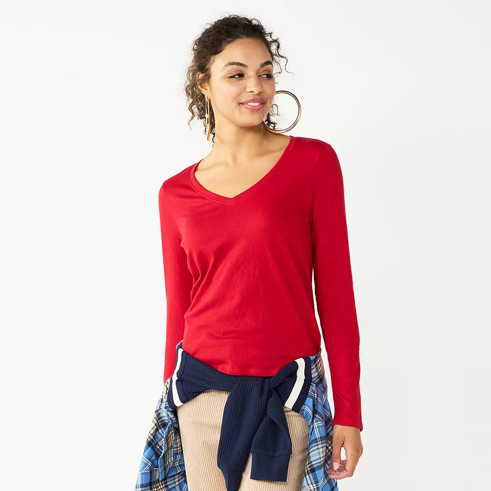 Juniors' SO® Essential V-Neck Long Sleeve Tee 21 Juniors' SO® Essential V-Neck Long Sleeve Tee - Image 19