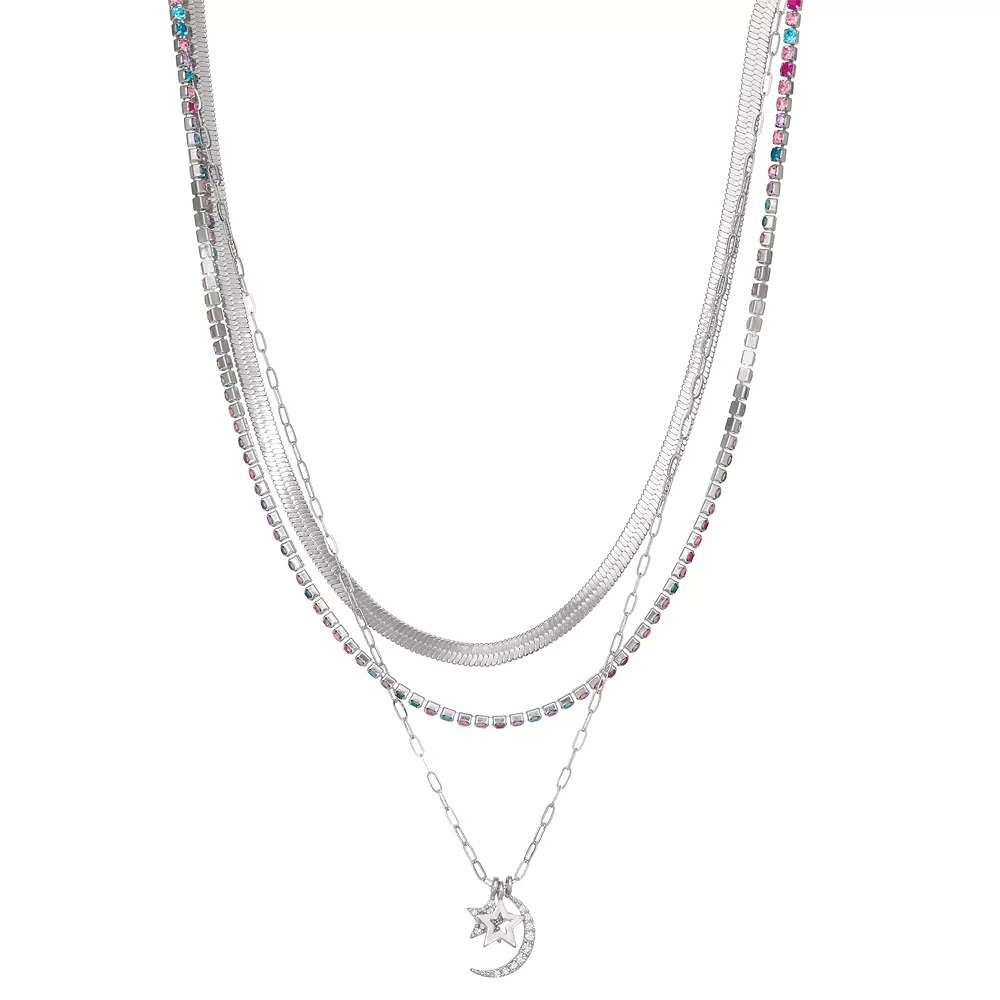 SO® Silver Tone Rhinestone Multi Strand Necklace 3 SO® Silver Tone Rhinestone Multi Strand Necklace