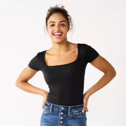 Juniors' SO® Solid Squareneck Bodysuit