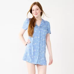 Juniors' SO® Collared Button Front Shirtdress