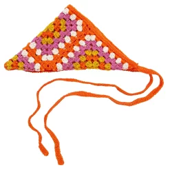 SO® Multicolor Square Pattern Orange Crochet Bandana