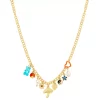 SO® Gold Tone Multi Charm Chain Drop Necklace