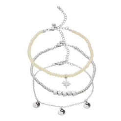 SO® Silver Tone Enamel Anklet Set