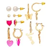 SO® Gold Tone Heart and Butterfly Earring Set