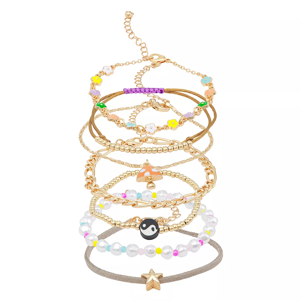 SO® Gold Tone Mixed Media Enamel Bracelet Set 3 SO® Gold Tone Mixed Media Enamel Bracelet Set