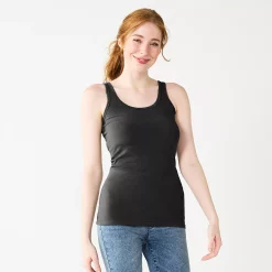 Juniors' SO® Double Scoop Tank 24 Juniors' SO® Double Scoop Tank -Cheap SO Store 5905142 Black Luxe