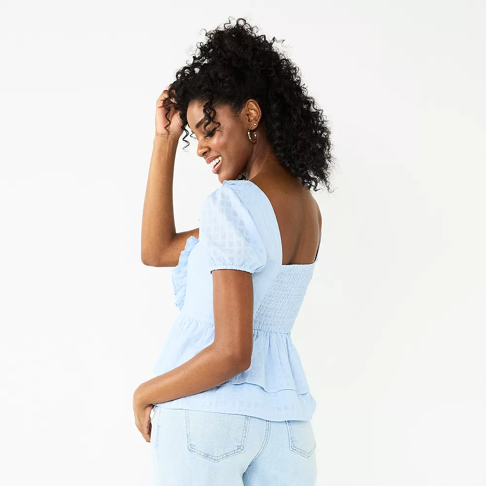 Juniors' SO® Ruffle Tiered Eyelet Blouse 5 Juniors' SO® Ruffle Tiered Eyelet Blouse - Image 3