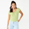 Juniors' SO® Knit Corset Top -Cheap SO Store 5945918 Sage Eyelet