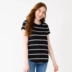 Juniors' SO® Short Sleeve Crewneck Tee 36 Juniors' SO® Short Sleeve Crewneck Tee -Cheap SO Store 5947019 Black White Stripe