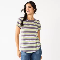 Juniors' SO® Short Sleeve Crewneck Tee 30 Juniors' SO® Short Sleeve Crewneck Tee -Cheap SO Store 5947019 Green Brown Stripe