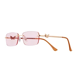 Women's SO® Caden 56mm Rimless Rectangular Butterfly Accent Sunglasses